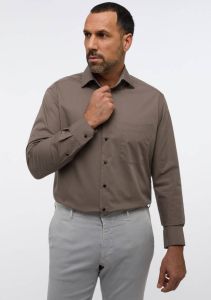 Eterna overhemd mouwlengte 7 Comfort Fit bruin effen 100% katoen