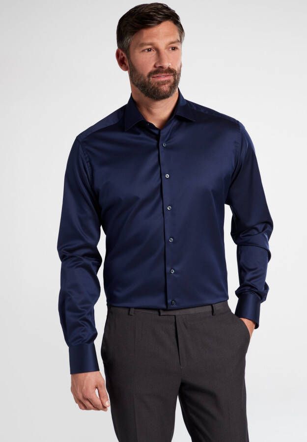 Eterna overhemd mouwlengte 7 Modern Fit normale fit donkerblauw effen katoen 100%
