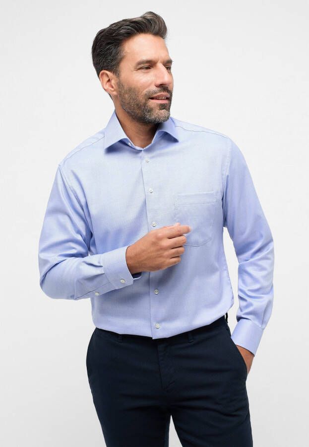 Eterna Lichtblauwe Textured Shirt Modern Fit Blue Heren