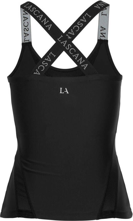 active by Lascana Functioneel shirt met elastische bandjes en mesh