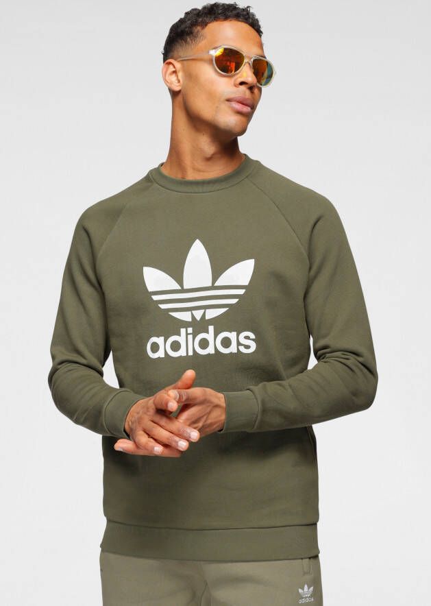 Adidas Klassieke Trefoil Crewneck Sweatshirt Olijf Wit Green Heren