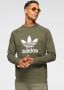Adidas Klassieke Trefoil Crewneck Sweatshirt Olijf Wit Green Heren - Thumbnail 2