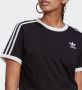 Adidas Originals Zwarte sportieve T-shirt met logo borduursel en contrasterende strepen Black Dames - Thumbnail 6