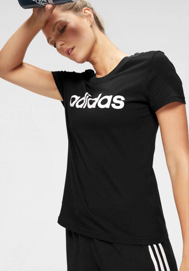 Adidas essentials linear slim shirt zwart dames