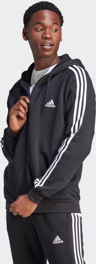 adidas Sportswear Capuchonsweatvest ESSENTIALS 3-STRIPES CAPUCHONJACK comfortabel materiaal van katoenmix (1-delig)