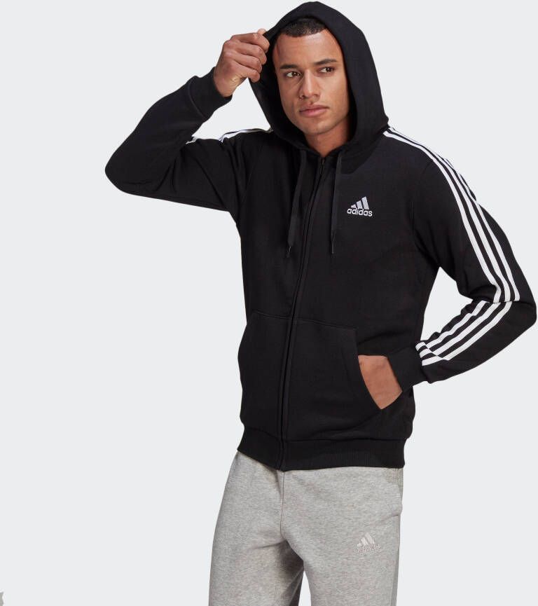 adidas Sportswear Sweatvest Essentials fleece 3STREPEN capuchonjack (1-delig)