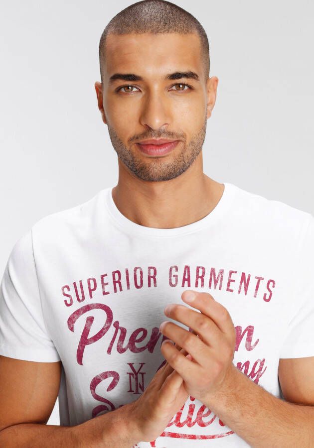 AJC T-shirt Korte mouwen smalle pasvorm in vintage-ontwerp