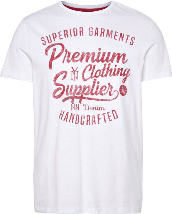 AJC T-shirt Korte mouwen smalle pasvorm in vintage-ontwerp