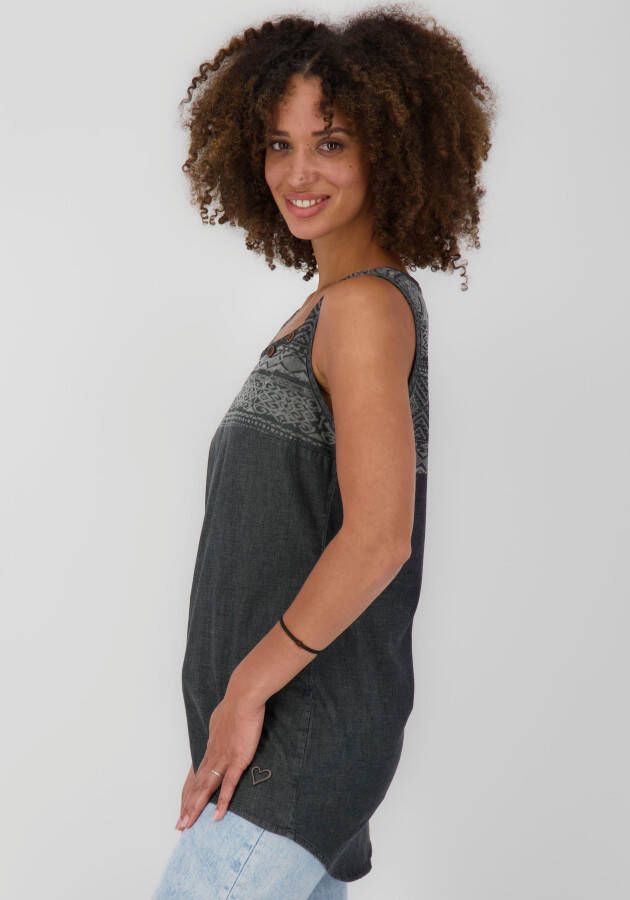 Alife & Kickin Jeansblouse CarliAK Print vrouwelijke denim-top met print in kant-look stretchkwaliteit