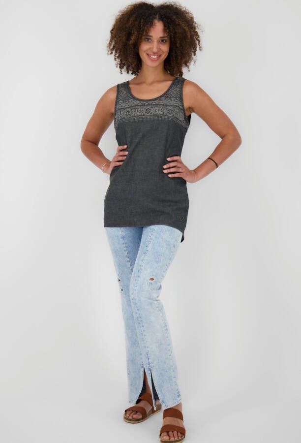 Alife & Kickin Jeansblouse CarliAK Print vrouwelijke denim-top met print in kant-look stretchkwaliteit