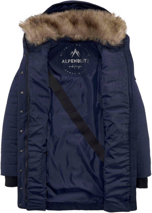 ALPENBLITZ Winterjack Bern tijdloze doorgestikte mantel met een afneembare capuchon