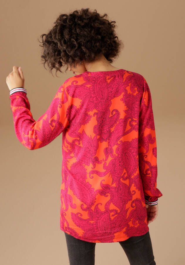 Aniston CASUAL Blouse zonder sluiting met kleurrijke royale ornamentprint