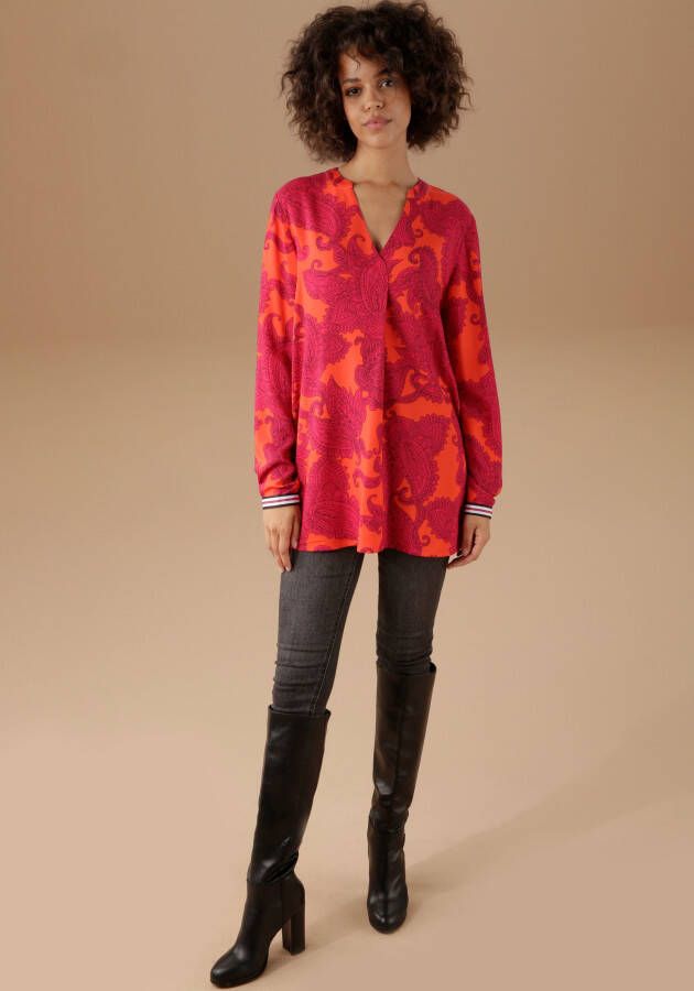 Aniston CASUAL Blouse zonder sluiting met kleurrijke royale ornamentprint