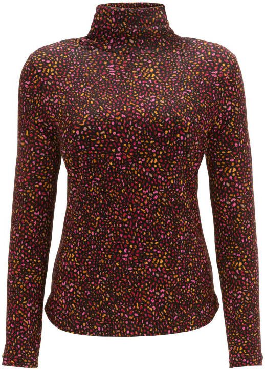 Aniston CASUAL Colshirt in zwart met bonte print of 4 trendy effen kleuren