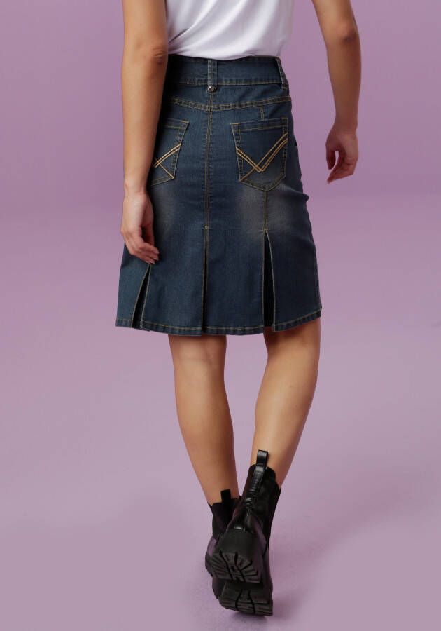Aniston CASUAL Jeans rok met ingelegde plooien