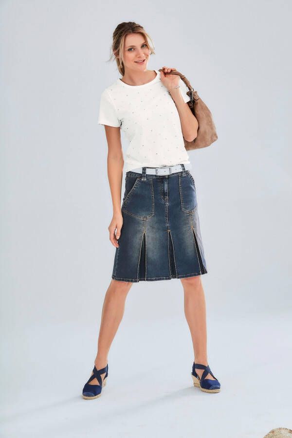 Aniston CASUAL Jeans rok met ingelegde plooien