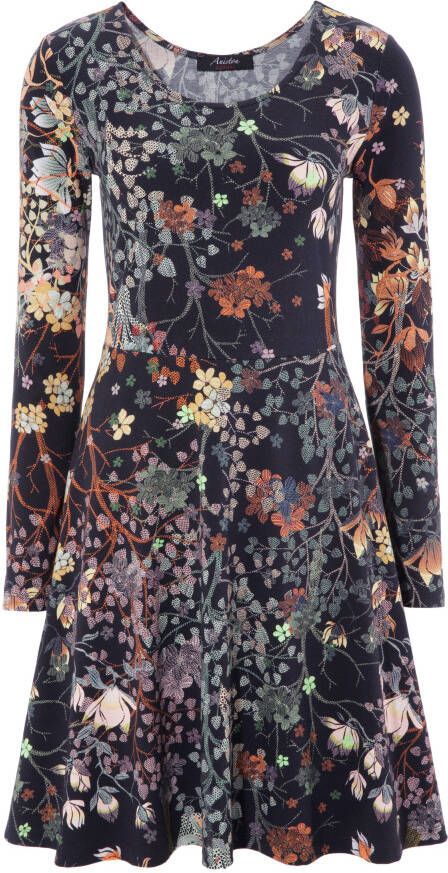 Aniston CASUAL Jerseyjurk met bloemenprint of in uni-zwart