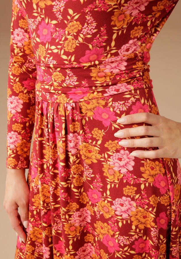 Aniston CASUAL Jerseyjurk met een romantische bloemenprint