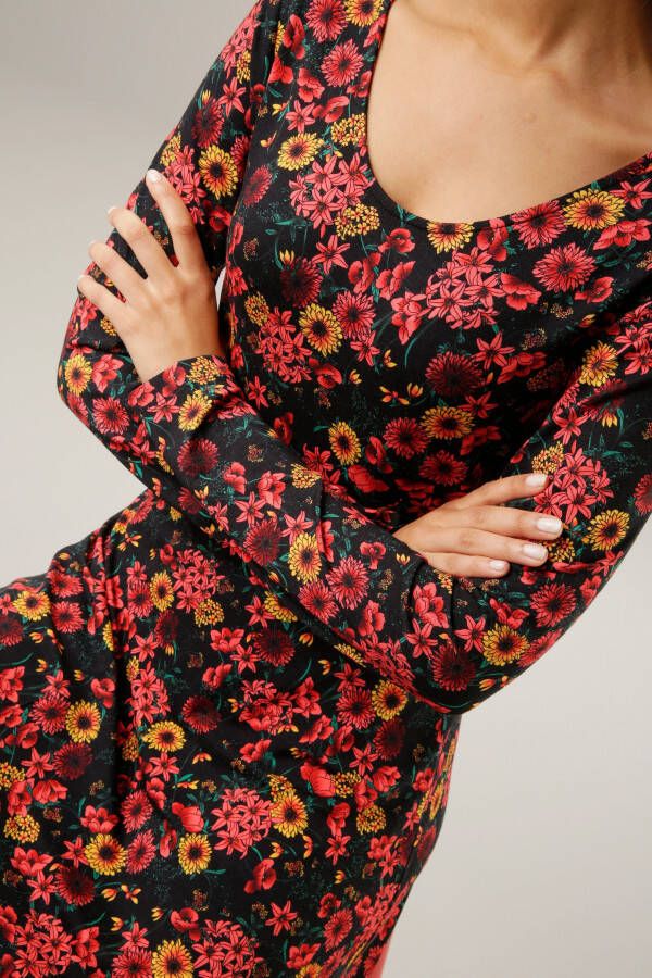 Aniston CASUAL Jerseyjurk met fijne bloemenprint