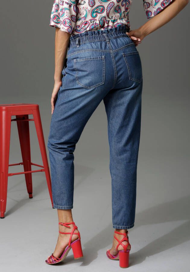 Aniston CASUAL Loose fit jeans highwaist met comfortabele elastische band paperbag-jeans