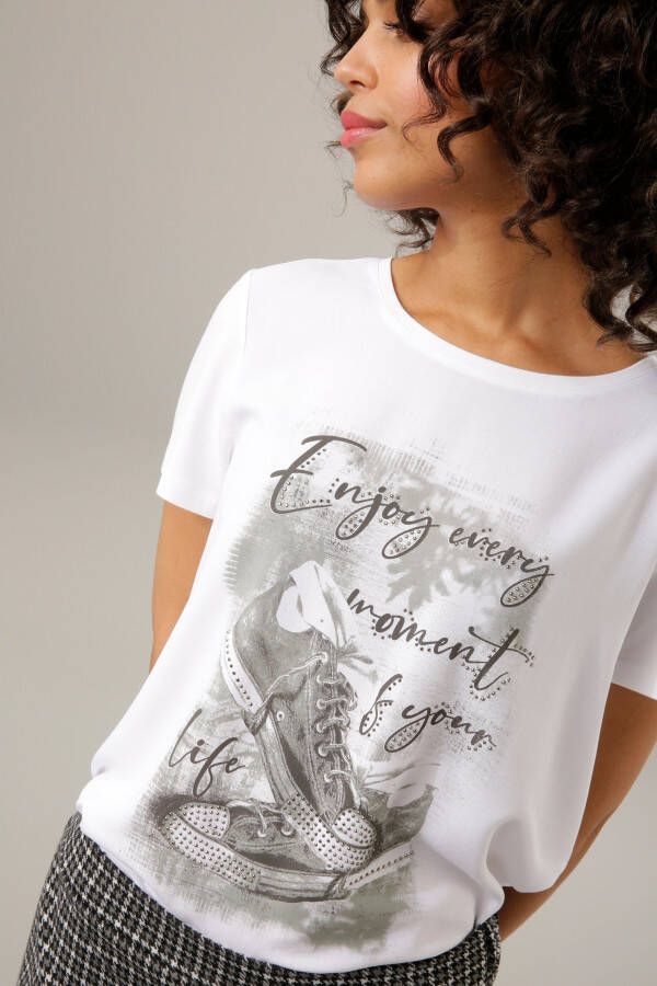Aniston CASUAL Shirtblouse met glinstersteentjes gegarneerde frontprint