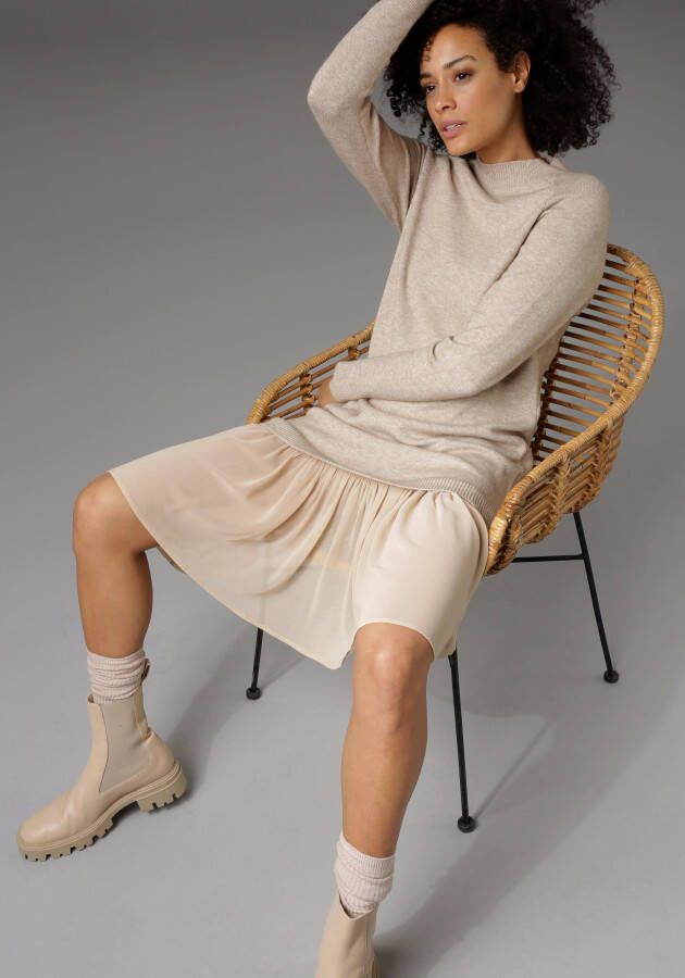 Aniston CASUAL Gebreide jurk met chiffon-volant