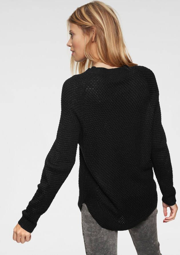 Aniston CASUAL Trui met ronde hals ribbreisel langs de zijnaden