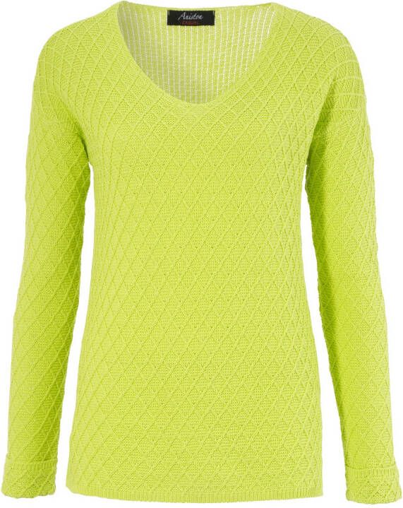 Aniston CASUAL Trui met V-hals in een trendy motievenmix