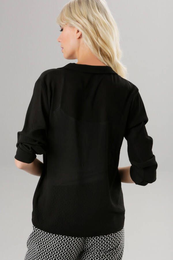 Aniston SELECTED Gekreukte blouse met kraag en bindstrik