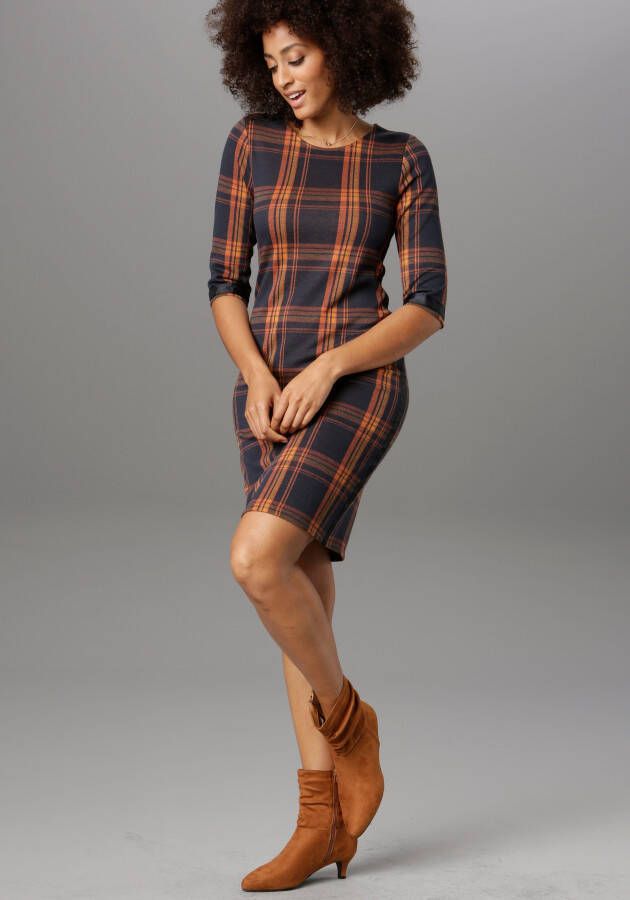 Aniston SELECTED Geruite jurk met galons