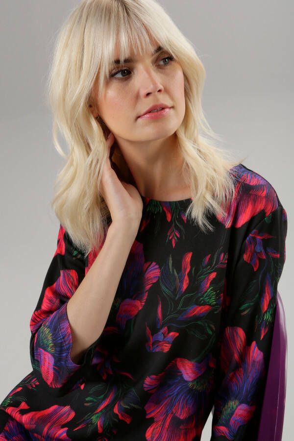 Aniston SELECTED Jerseyjurk met bloemenprint in knalkleuren
