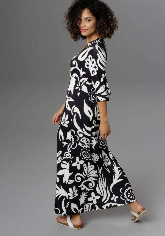 Aniston SELECTED Maxi-jurk met wijde 3 4-mouwen