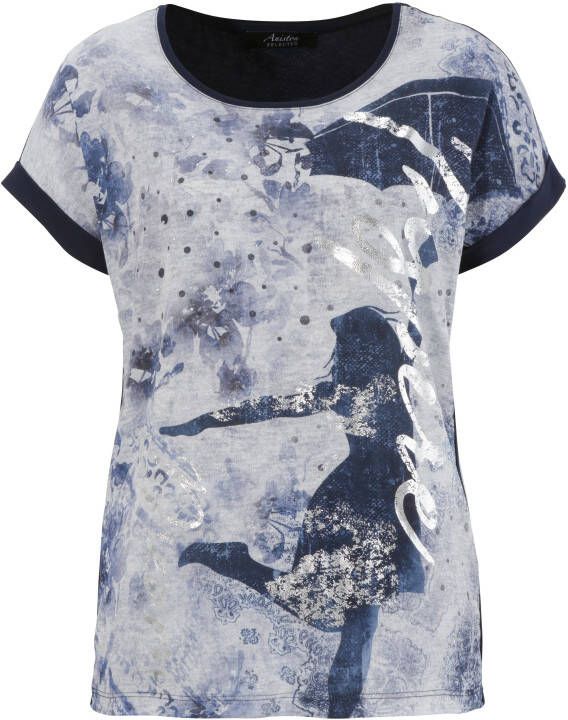 Aniston SELECTED Shirt met galons en glinstersteentjes opzij