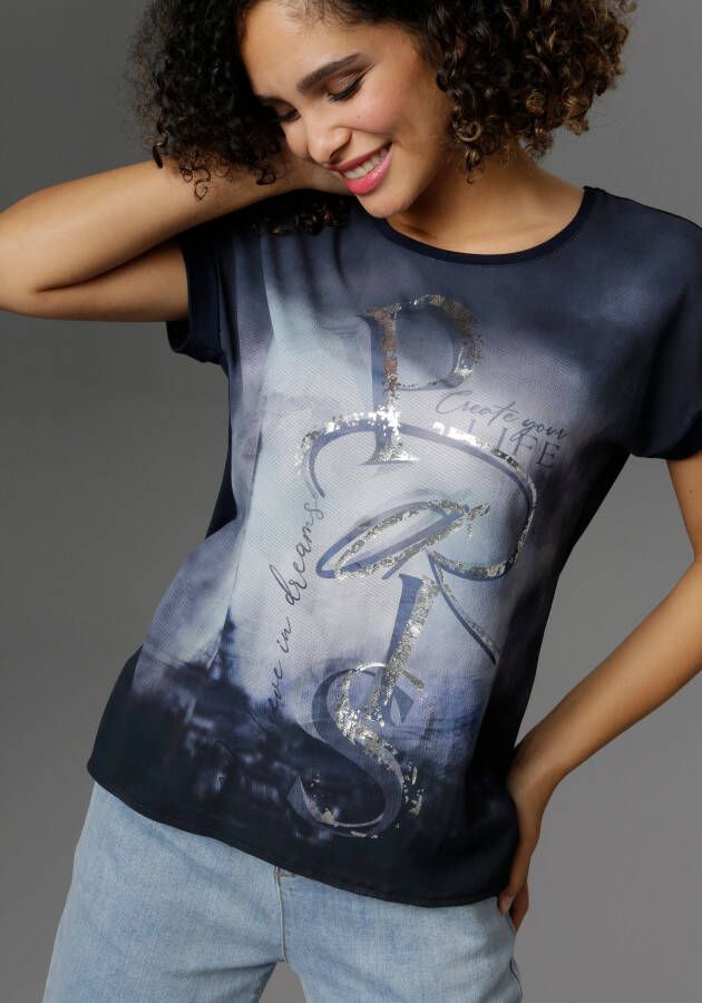 Aniston SELECTED Shirt met glanzende folieprint