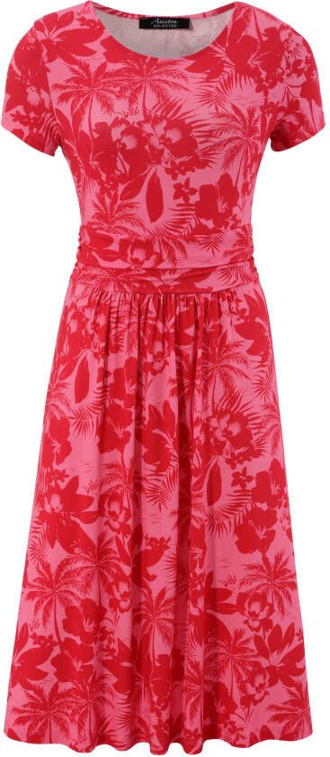Aniston SELECTED Zomerjurk met palmen en bloemen in knalkleur