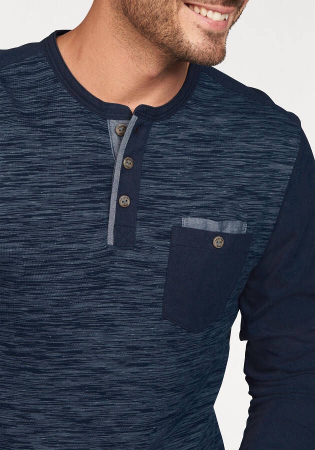 Arizona Shirt met lange mouwen in een gemêleerde look en met luxueuze details