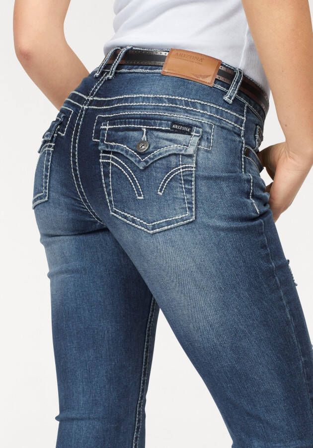 Arizona Skinny fit jeans Met contrastnaden en klepzakken