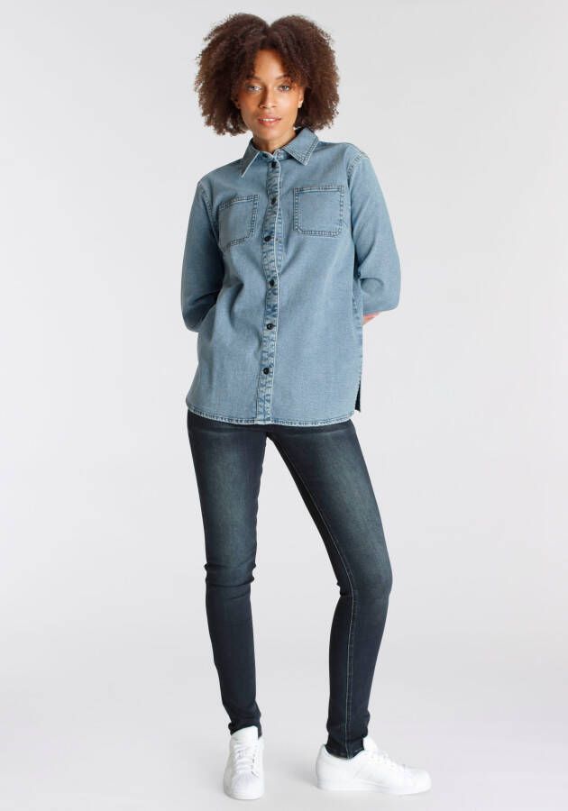 Arizona Skinny fit jeans extra-strakke been snit used-look-wassing normale taille