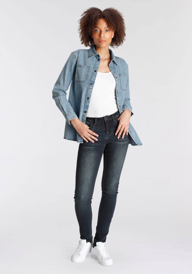 Arizona Skinny fit jeans extra-strakke been snit used-look-wassing normale taille