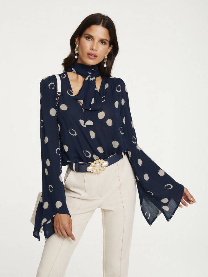 ASHLEY BROOKE by Heine Gedessineerde blouse met kraagstrik