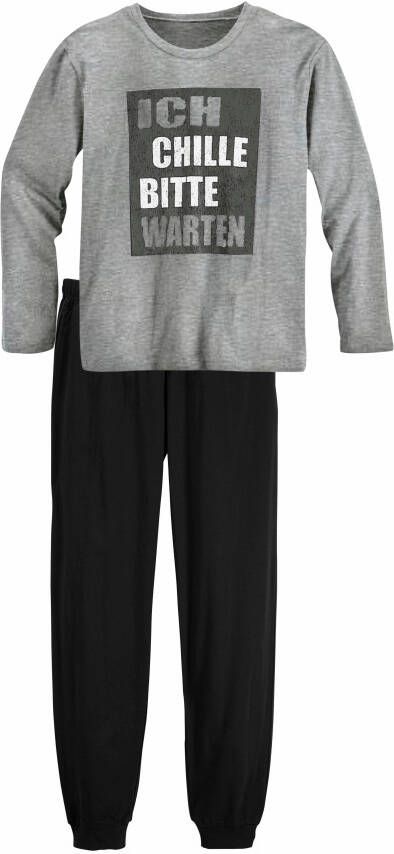 AUTHENTIC LE JOGGER Pyjama met spreuk "Ik chill wacht even" (2-delig 1 stuk)