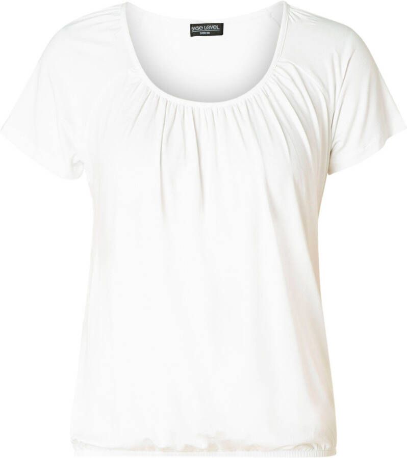 Base Level T-shirt Yona met plooien bij de hals en een elastische tailleband