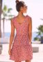 Beachtime Gedessineerde jurk met modieuze volants losse pasvorm zomerjurk strandjurk - Thumbnail 3