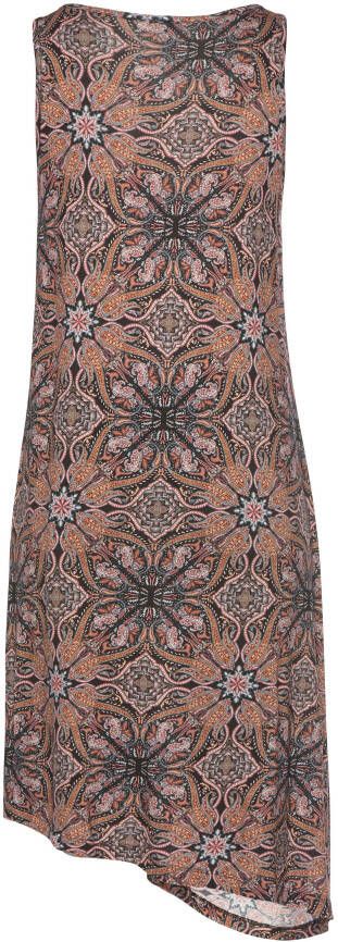 Beachtime Lange top met alloverprint en split zomerjurk strandjurk (set Met legging)