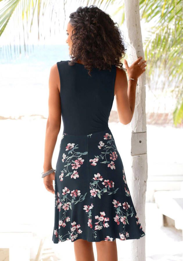 Beachtime Strandjurk met bedrukte rok zomerjurk in wikkellook jersey jurk