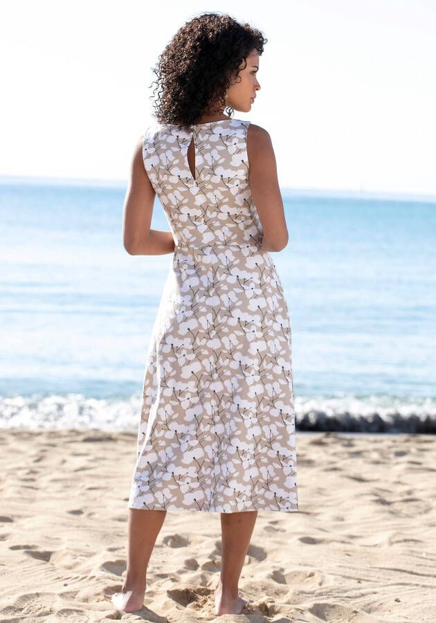 Beachtime Zomerjurk met bloemenprint midi jurk van jersey stof strandjurk