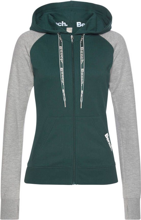 Bench. Loungewear Capuchonsweatvest met kleurafgebakende mouwen loungepak