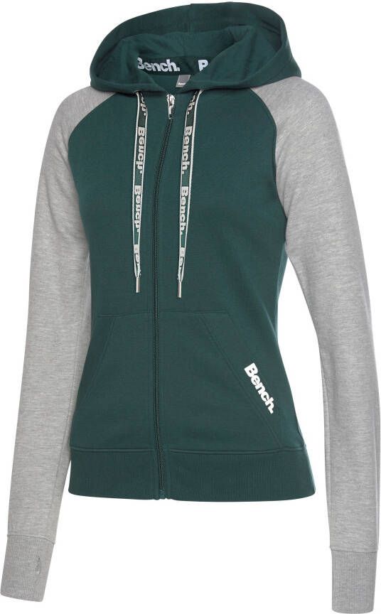 Bench. Loungewear Capuchonsweatvest met kleurafgebakende mouwen loungepak