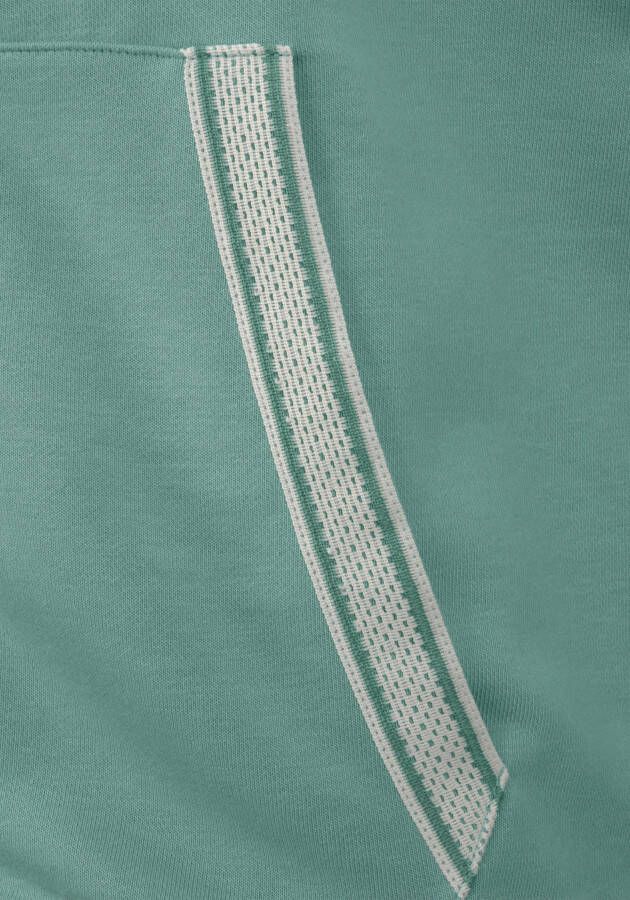 Bench. Capuchonsweatvest met gestreepte boorden en glansprint loungewear loungepak