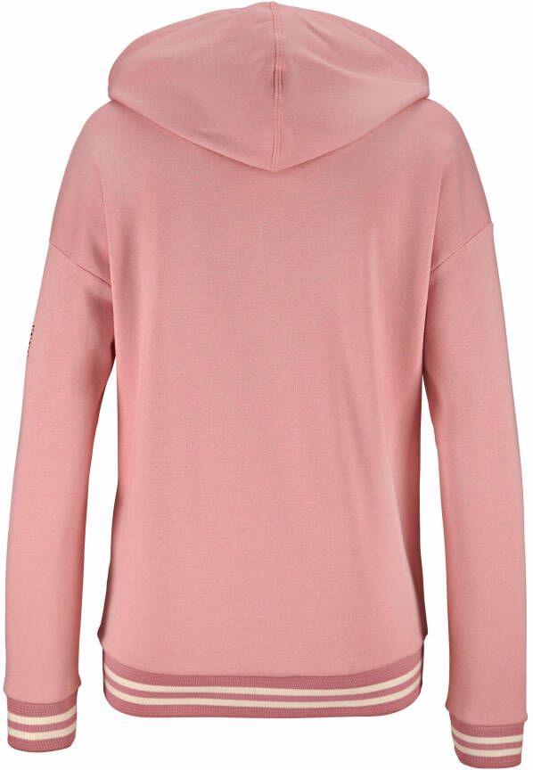 Bench. Capuchonsweatvest met gestreepte boorden en glansprint loungewear loungepak